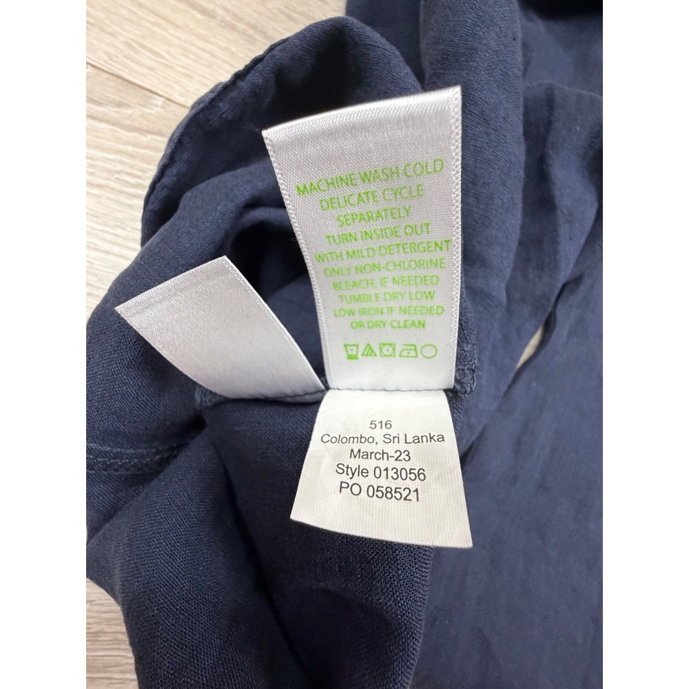 Lilly Pulitzer Breeta Navy Blue 100% Linen Wide Leg Trousers‎ Pants Womens 16 - Picture 4 of 10